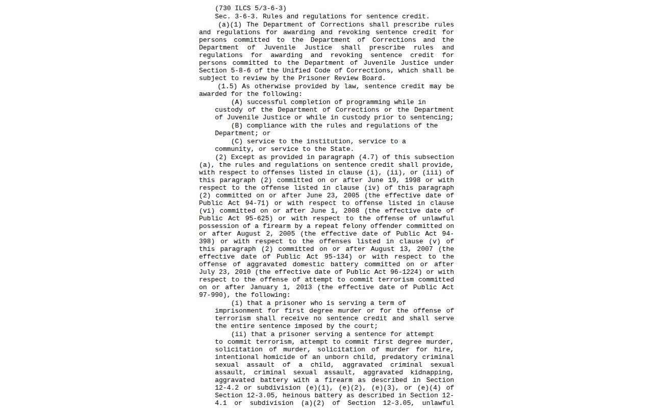 Illinois sentence credit law for Morgan County release date lookup