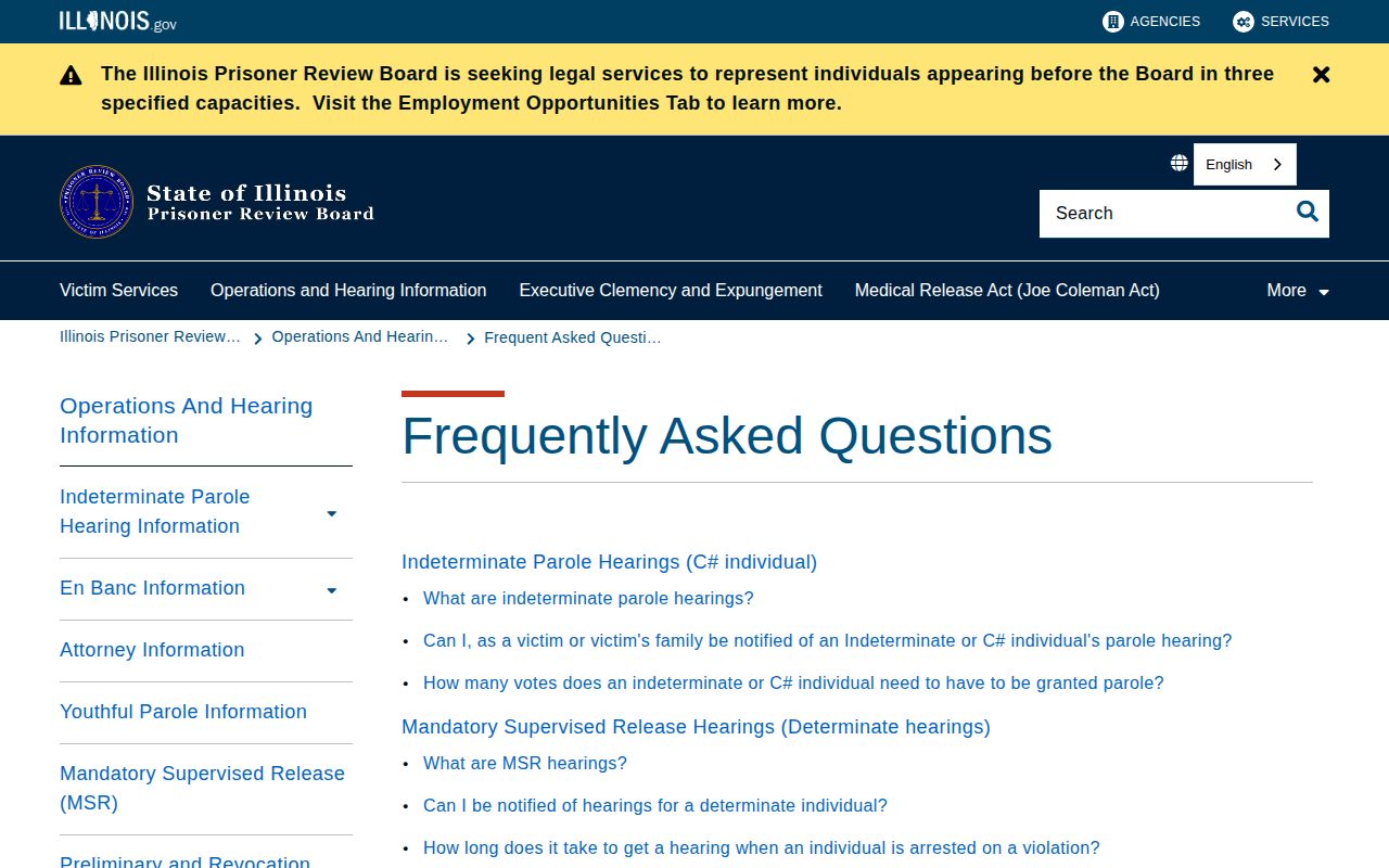 Illinois Prisoner Review Board hearing notification information